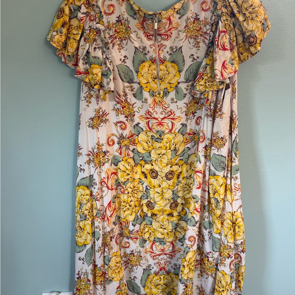 Free People Yellow Floral Mini Dress